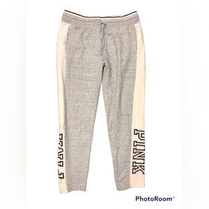 PINK Victoria's Secret Gray and White Track Pants